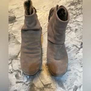 Woman’s Taupe Yebi lace  Tie Suede Fly London Wedge Ankle Boots